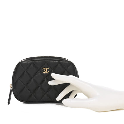 Chanel Caviar Quilted Small Curvy Pouch Cosmetic Case Black 2 of 10