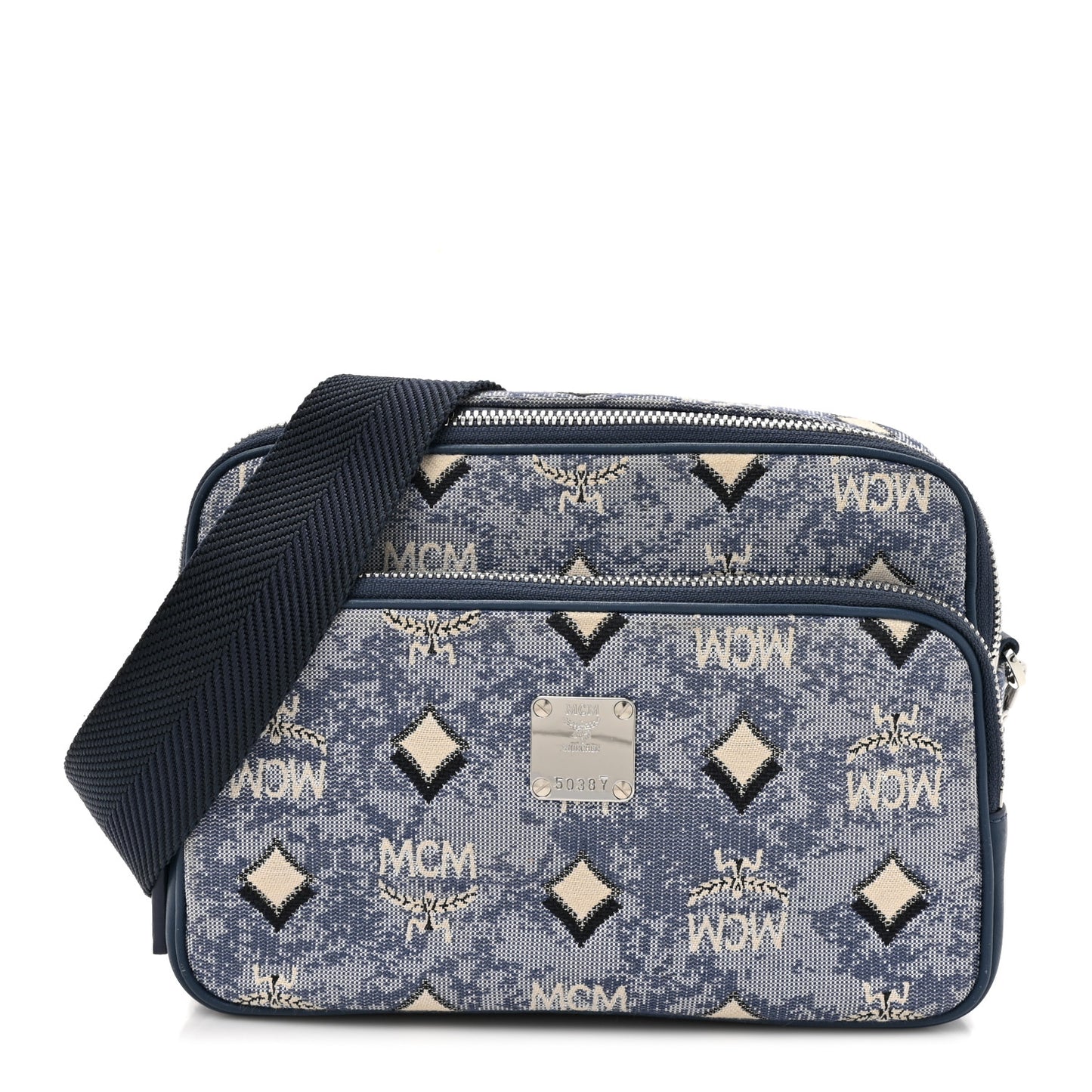 Vintage Jacquard Monogram Small Aren Crossbody Blue