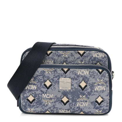 MCM Vintage Jacquard Monogram Small Aren Crossbody Blue 1 of 11