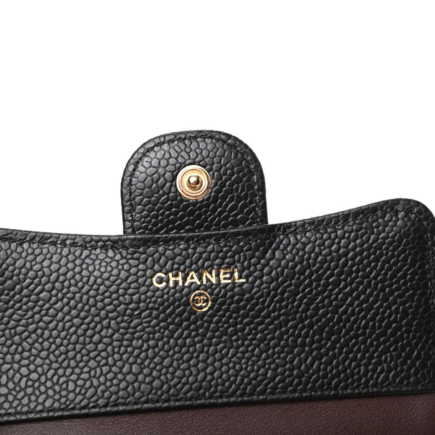 Caviar Quilted Compact Flap Wallet Black