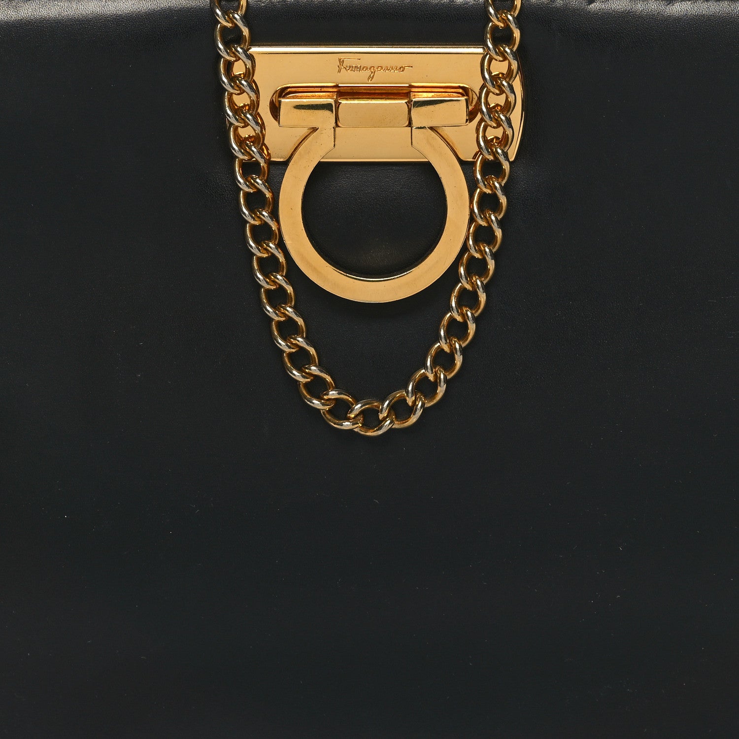 Salvatore Ferragamo Calfskin Diana Clutch Black 7 of 10
