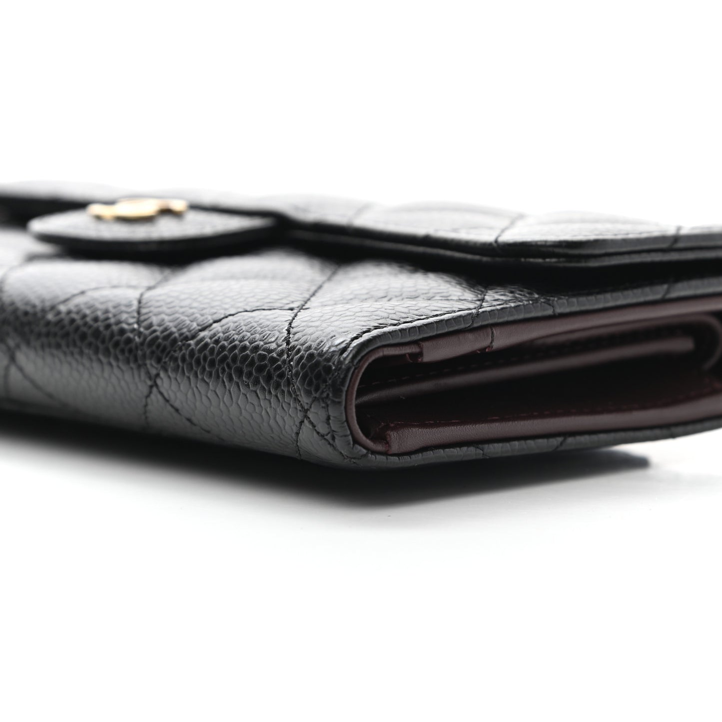 Caviar Quilted Long Flap Wallet Black