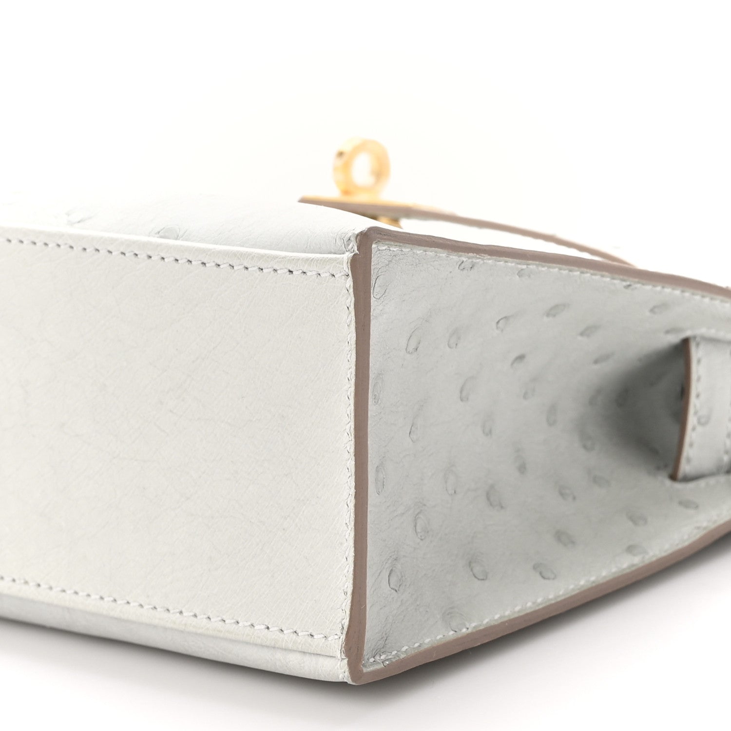 Hermes Ostrich Kelly Pochette Clutch Gris Perle 11 of 12