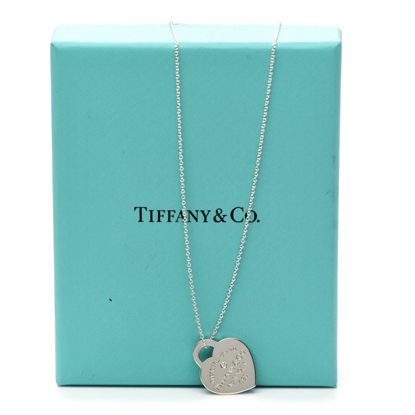 Sterling Silver Diamond Small Return to Tiffany Heart Pendant Necklace