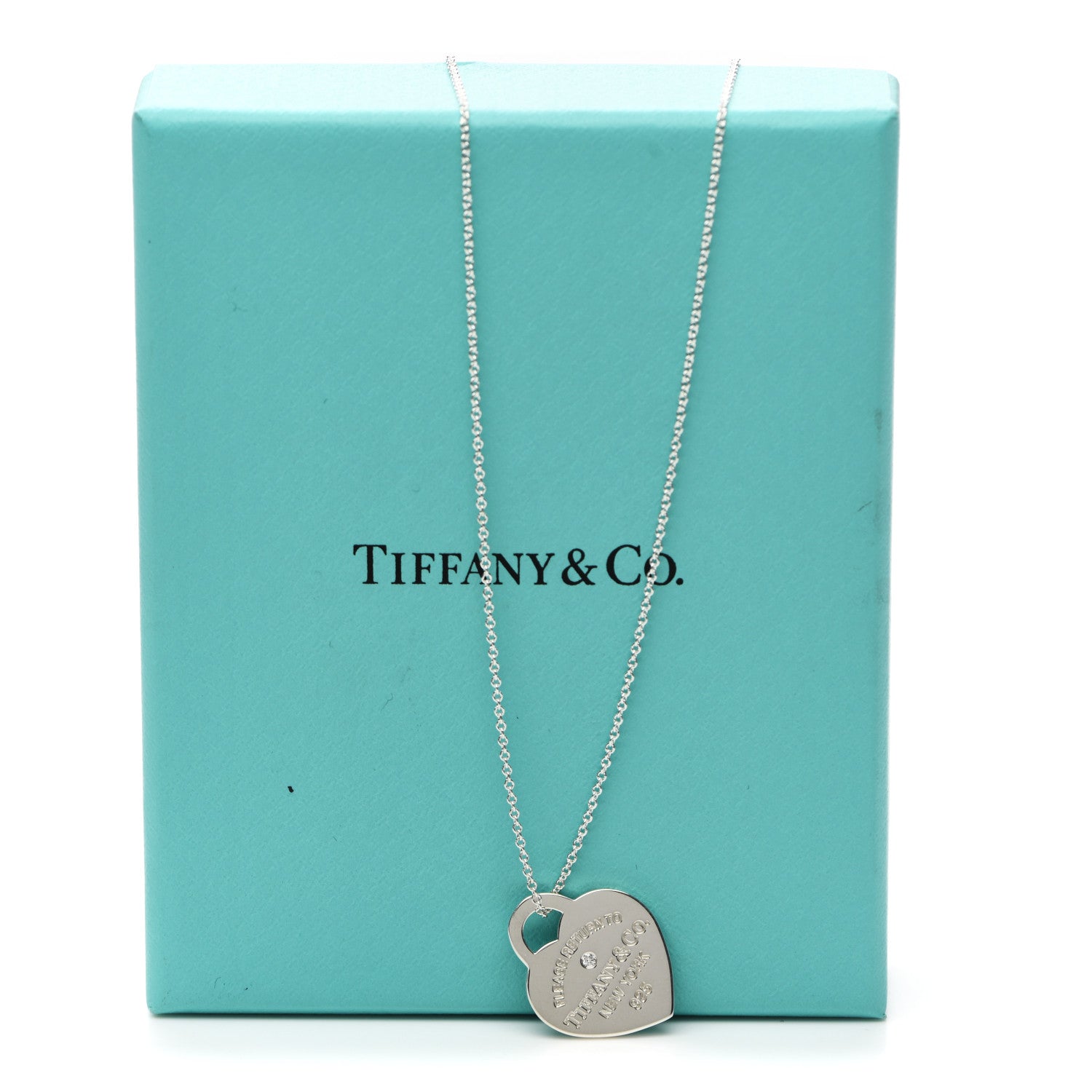 Tiffany Sterling Silver Diamond Small Return to Tiffany Heart Pendant Necklace 5 of 5