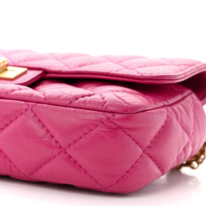 Chanel Aged Calfskin Quilted 2.55 Reissue Phone Holder With Chain Fuchsia 12 of 13