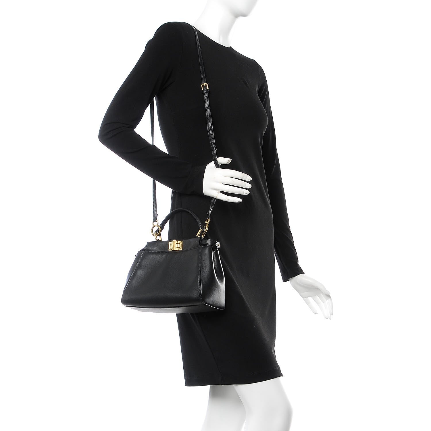 Fendi Nappa Mini Peekaboo Iconic Satchel Black 2 of 9