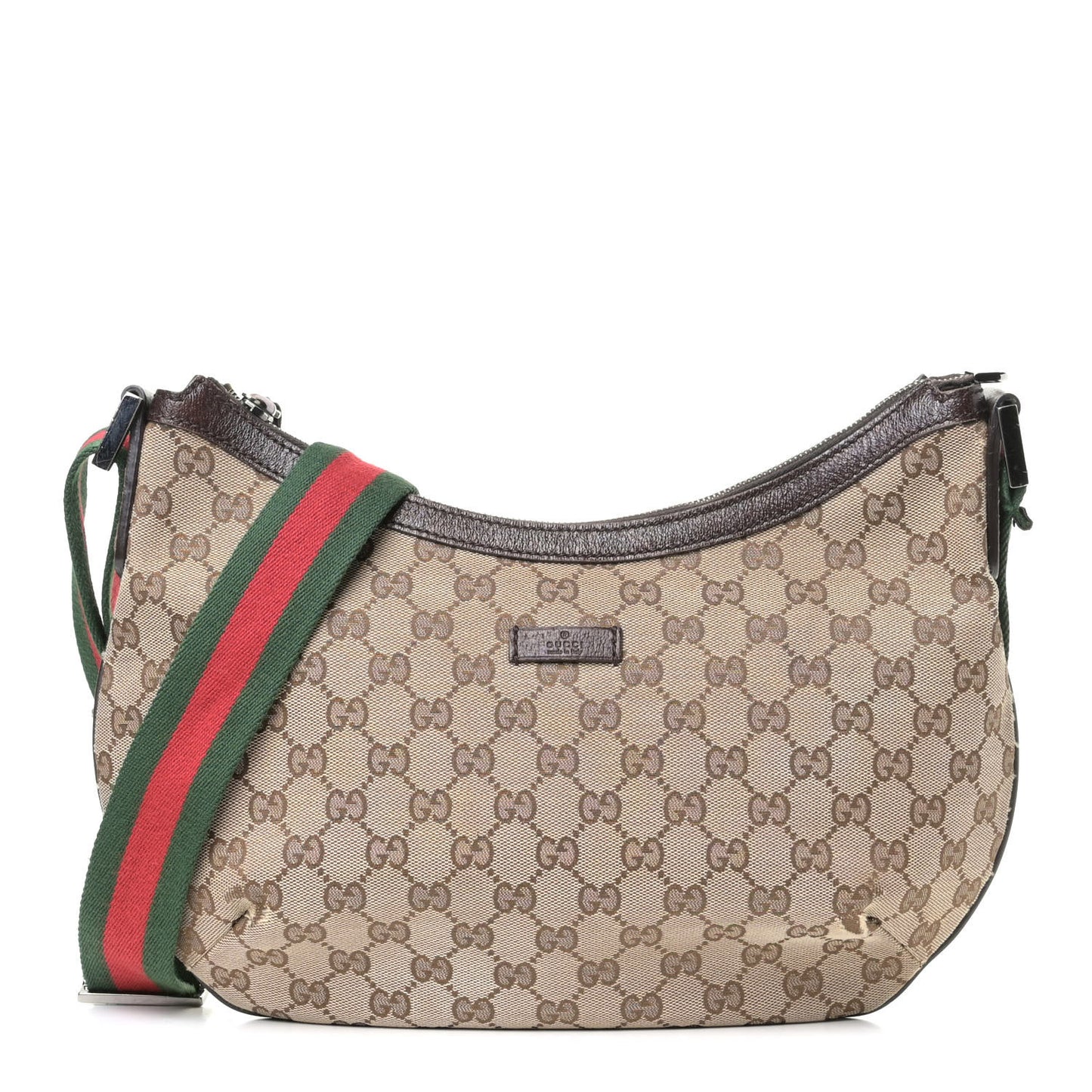 Monogram Web Medium Half Moon Hobo Dark Brown