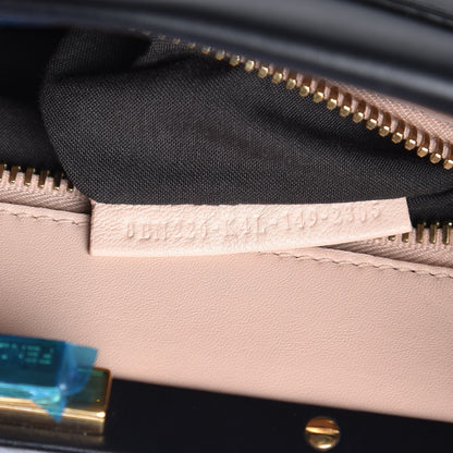 Fendi Vitello Morgan Shiny Nappa Medium Peekaboo Iconic Satchel Black Rosa Plaster 9 of 9