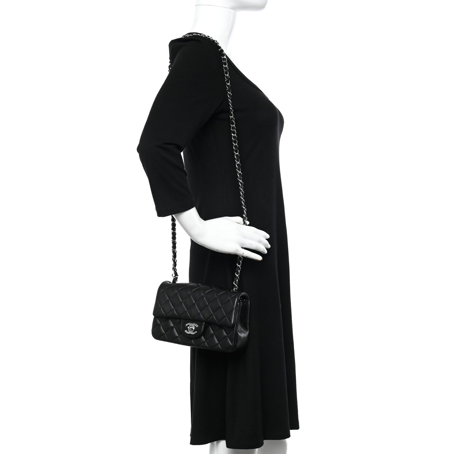 Lambskin Quilted Mini Rectangular Flap Black