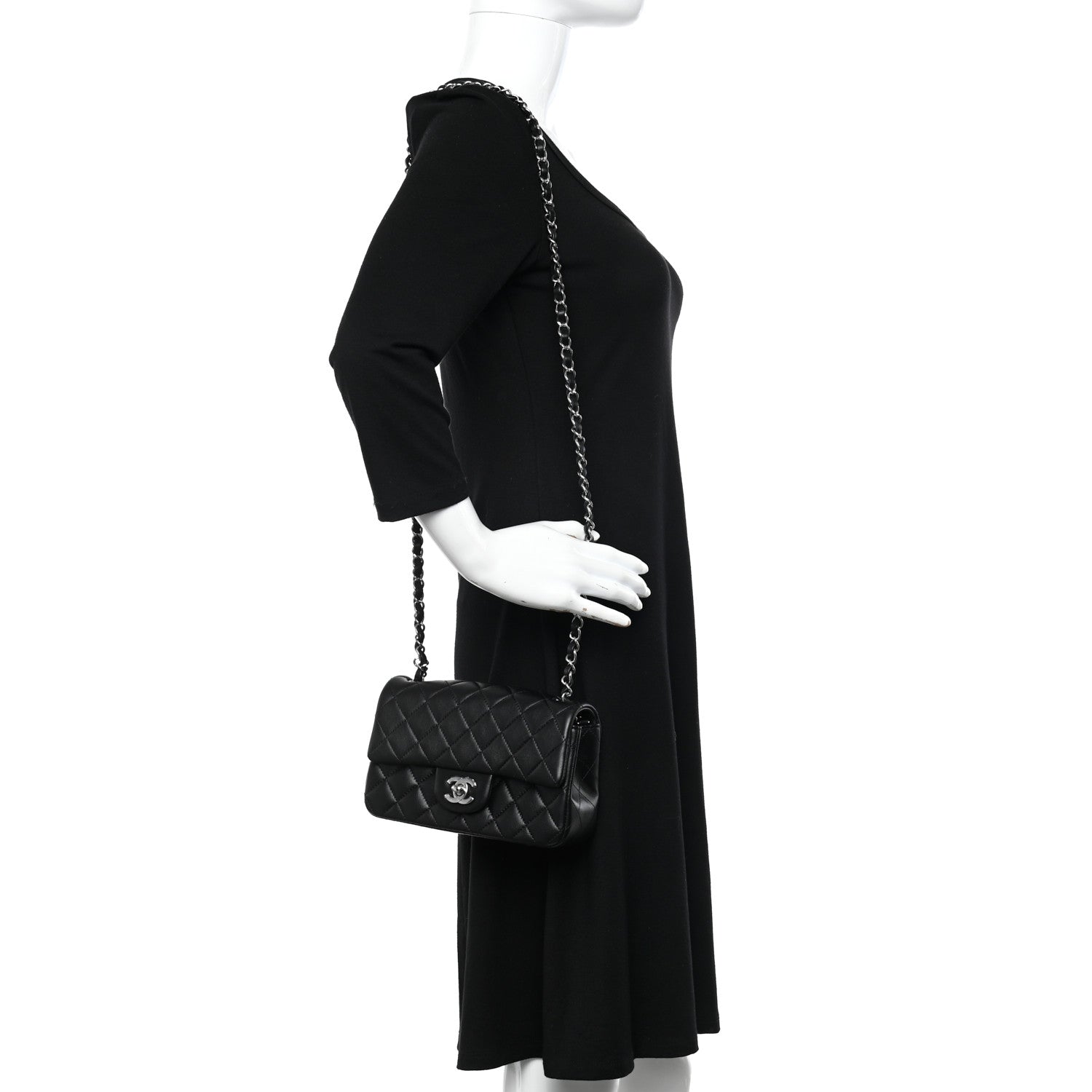 Chanel Lambskin Quilted Mini Rectangular Flap Black 2 of 10