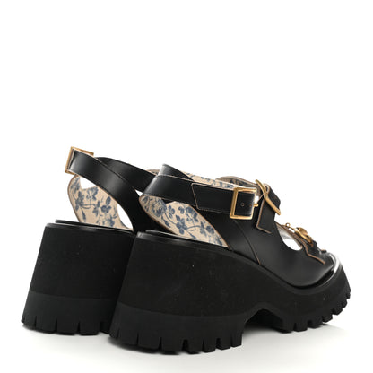 Gucci Cordovan Lux Womens Horsebit Mid-Heel Sandals 36 Black 4 of 7