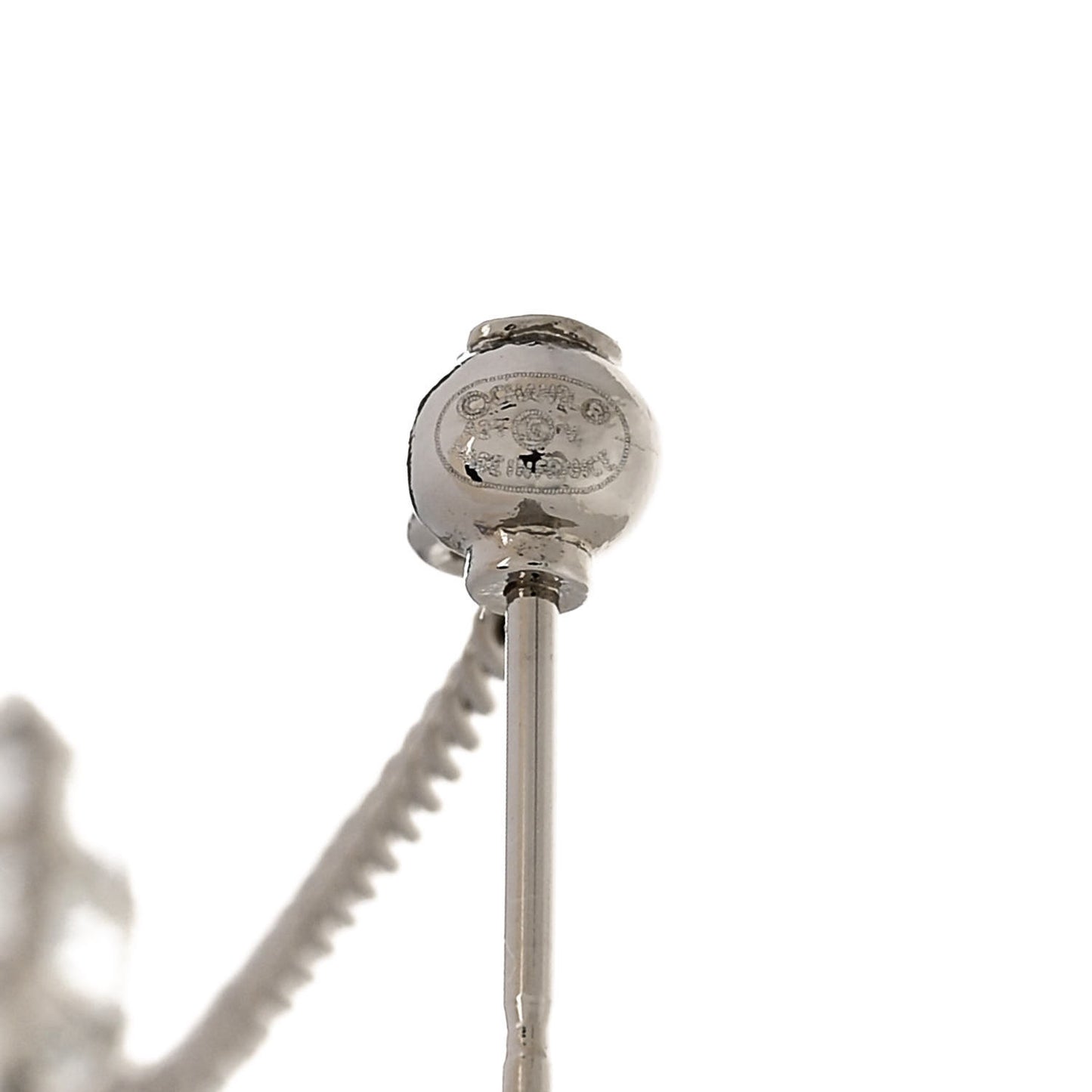 Baguette Crystal CC Drop Earrings Silver