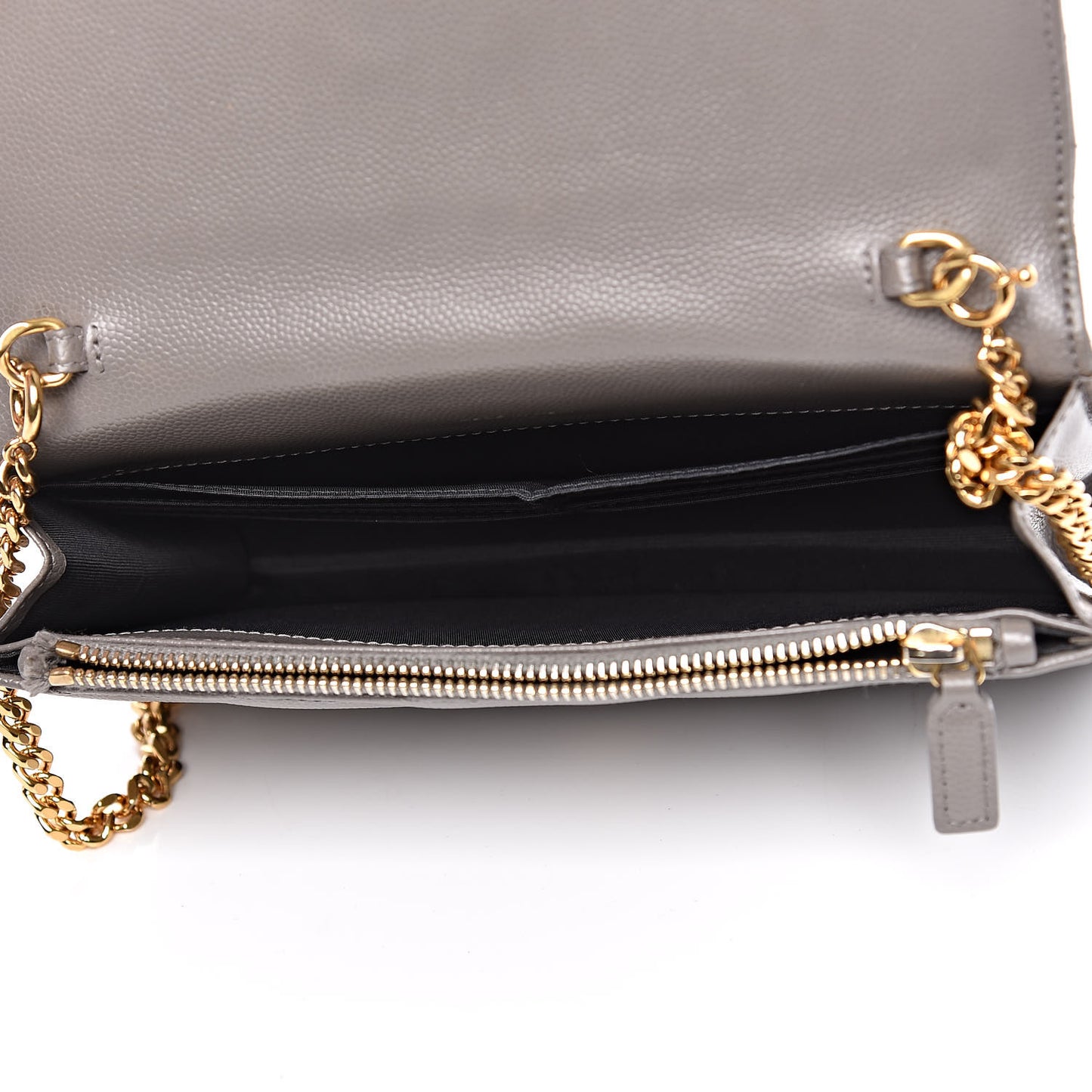 Grain De Poudre Matelasse Chevron Monogram Chain Wallet Fog