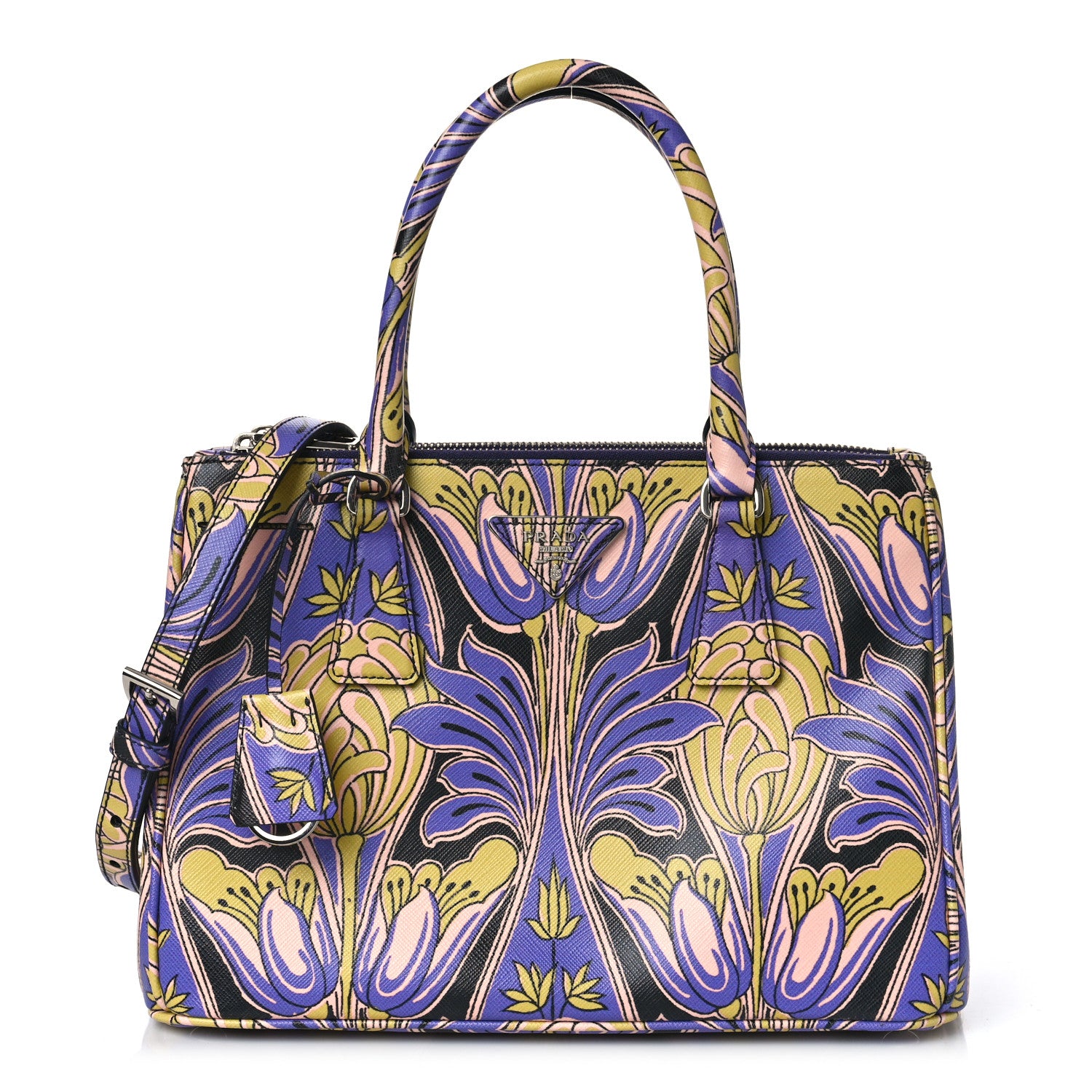 Prada Saffiano Tulip Print Small Galleria Double Zip Tote 1 of 9