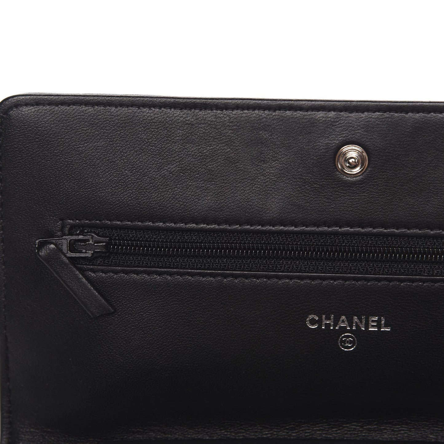 Lambskin Camellia Embossed Wallet on Chain WOC Black