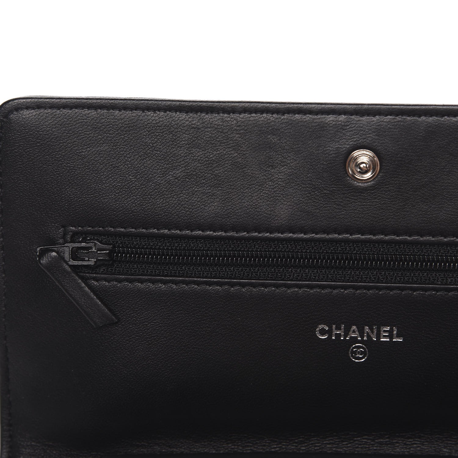 Chanel Lambskin Camellia Embossed Wallet on Chain WOC Black 9 of 12