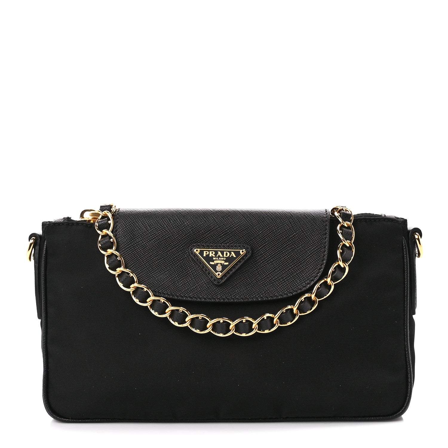 Prada Tessuto Nylon Saffiano Crossbody Bag Black 1 of 12