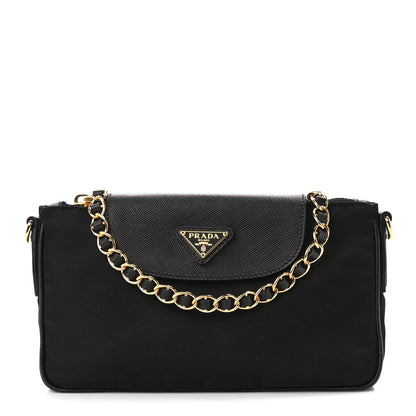 Prada Tessuto Nylon Saffiano Crossbody Bag Black 1 of 12