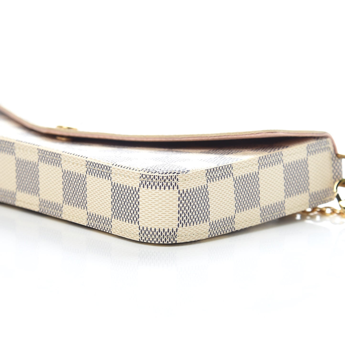 Damier Azur Pochette Felicie Chain Wallet Rose Ballerine