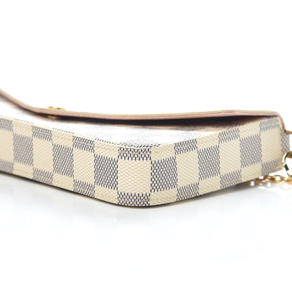 Louis Vuitton Damier Azur Pochette Felicie Chain Wallet Rose Ballerine 10 of 10