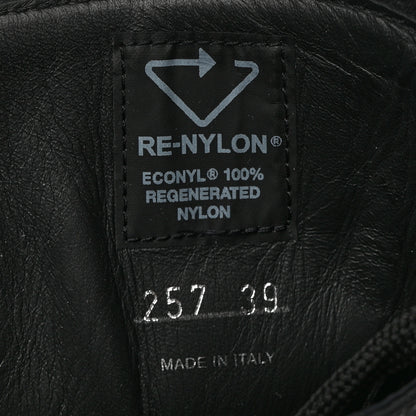 Prada Spazzolato Rois Re-Nylon Metal Triangle Logo Monolith Pouch Pocket 55mm Tall Combat Boots 39 Black 7 of 11