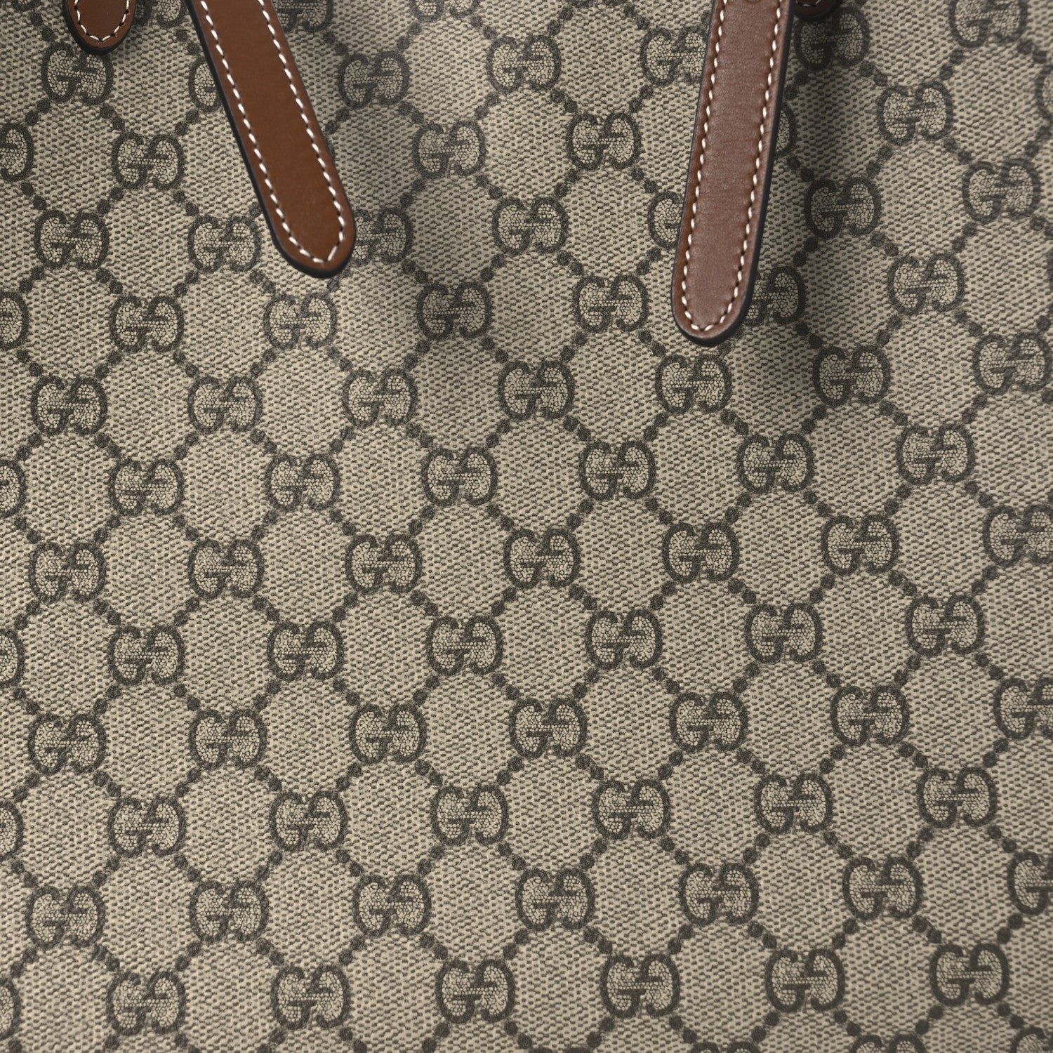 Gucci GG Supreme Monogram Emblem Large Tote Bag Beige Dark Brown 7 of 10