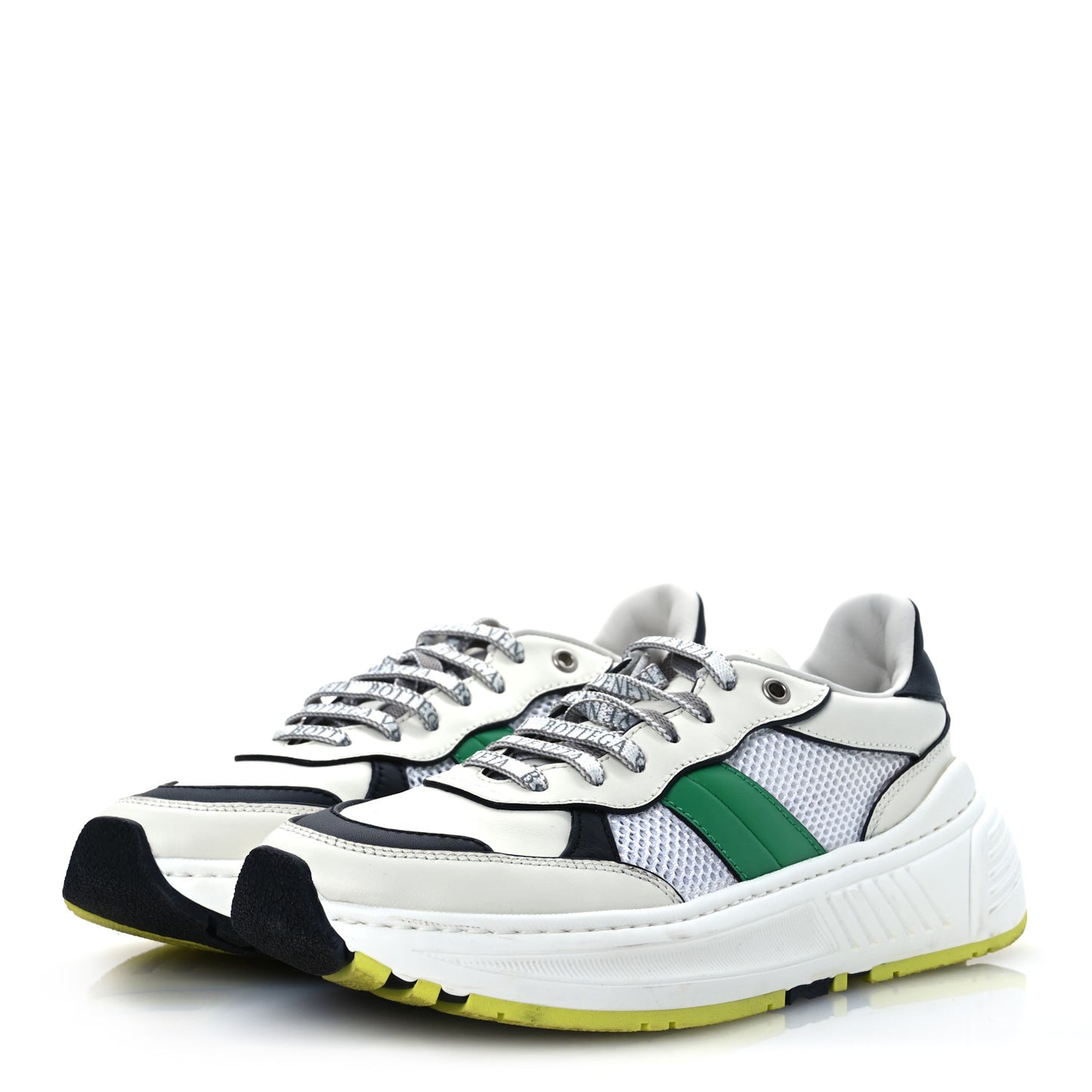 Calfskin Technical Mesh Speedster Sneakers 40 White Black Green