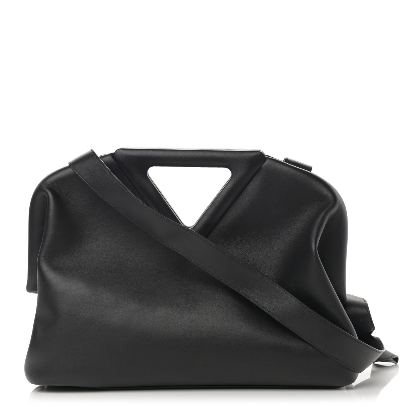 Calfskin Large The Point Triangle Bag Black