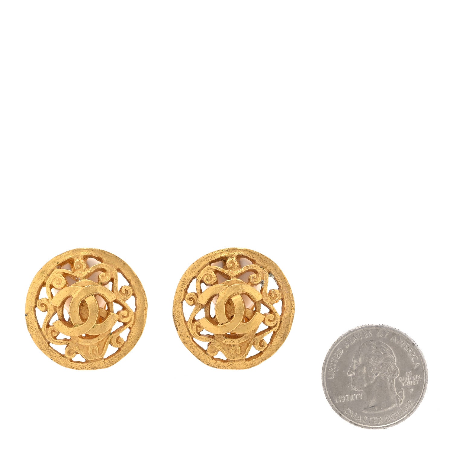 Chanel Metal CC Clip On Earrings Gold 2 of 5