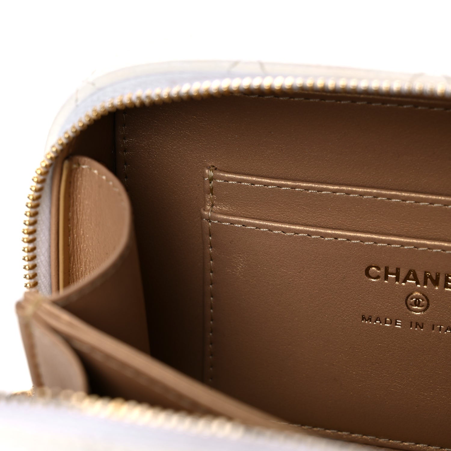 Chanel Lambskin Quilted Golden Plate Clutch With Chain White 12 of 20