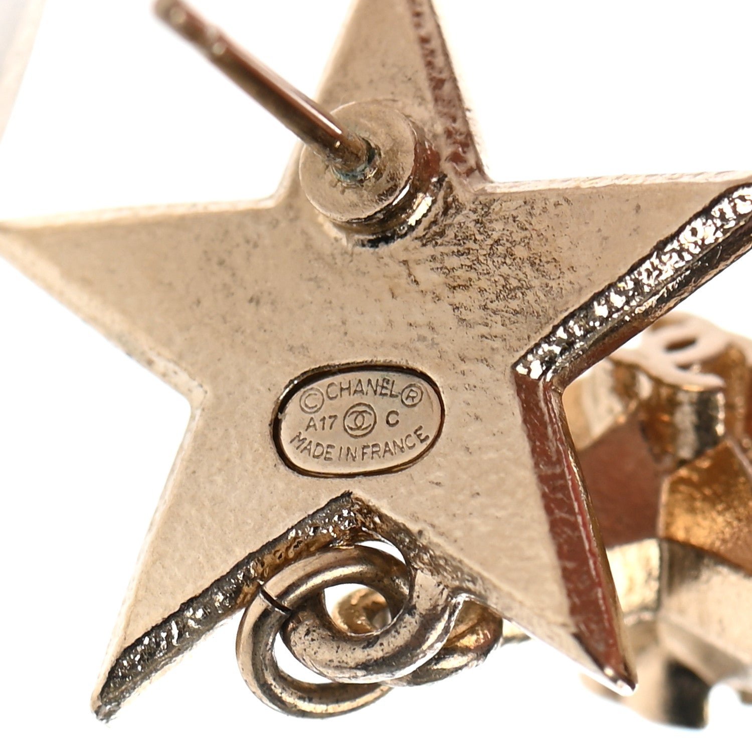 Chanel Metal CC Triple Star Drop Earrings Gold 4 of 4