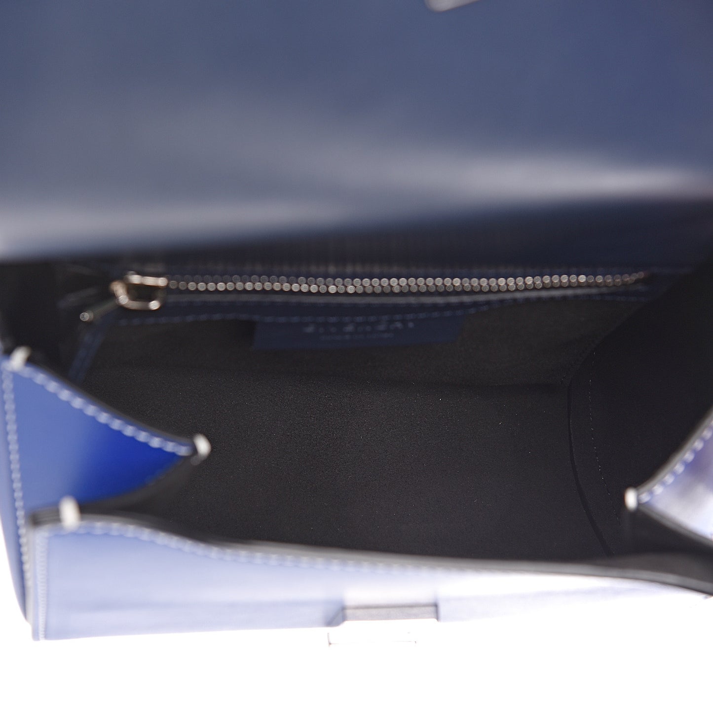 Calfskin Mini Pandora Box Logo Strap Crossbody Bag Moroccan Blue
