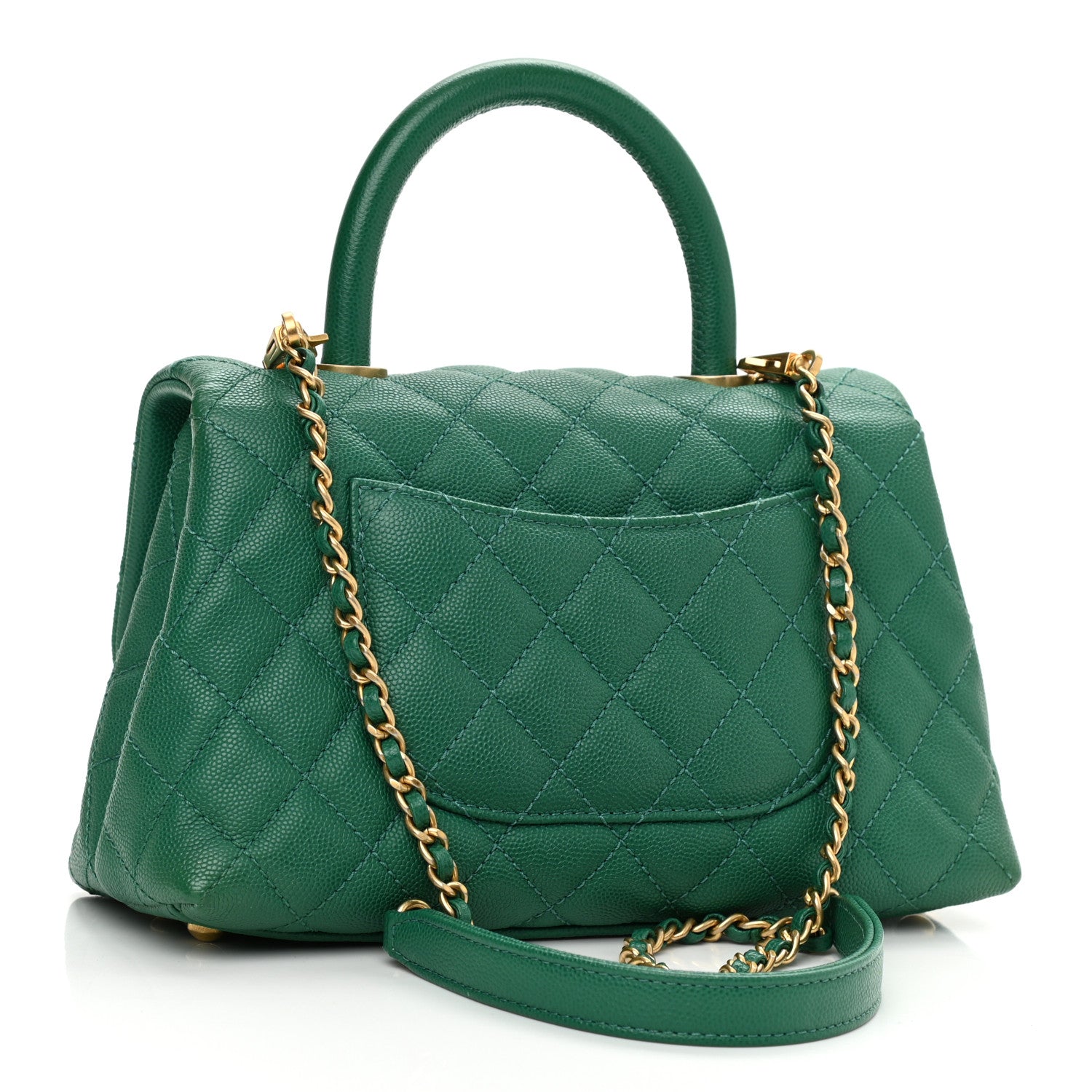 Chanel Caviar Quilted Mini Coco Handle Flap Green 3 of 10