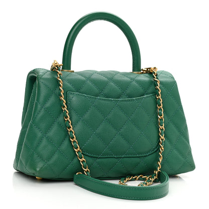 Chanel Caviar Quilted Mini Coco Handle Flap Green 3 of 10