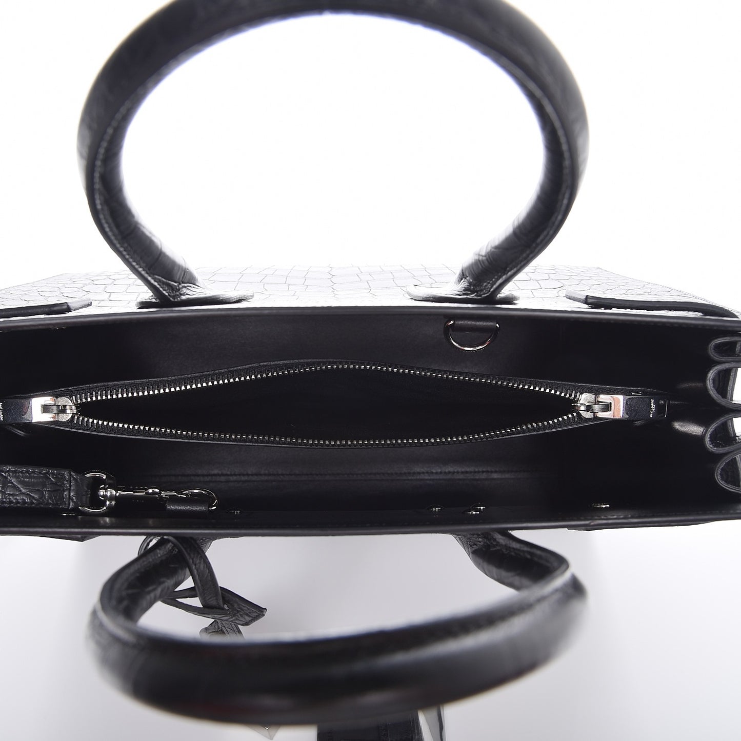 Calfskin Crocodile Embossed Small Sac de Jour Black