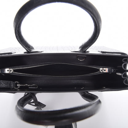 Saint Laurent Calfskin Crocodile Embossed Small Sac de Jour Black 6 of 11
