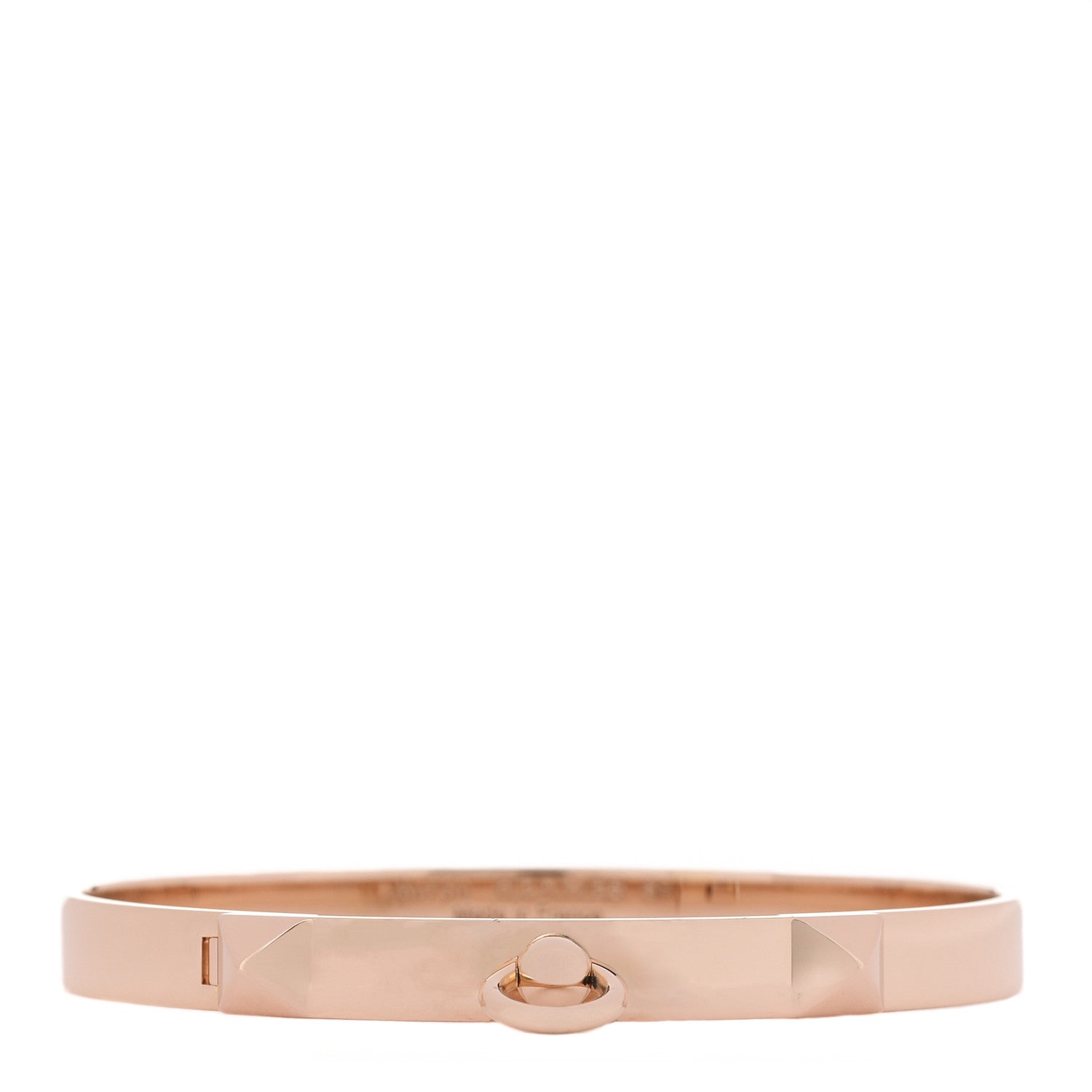 Hermes 18K Rose Gold PM Collier De Chien Bracelet SH 1 of 4