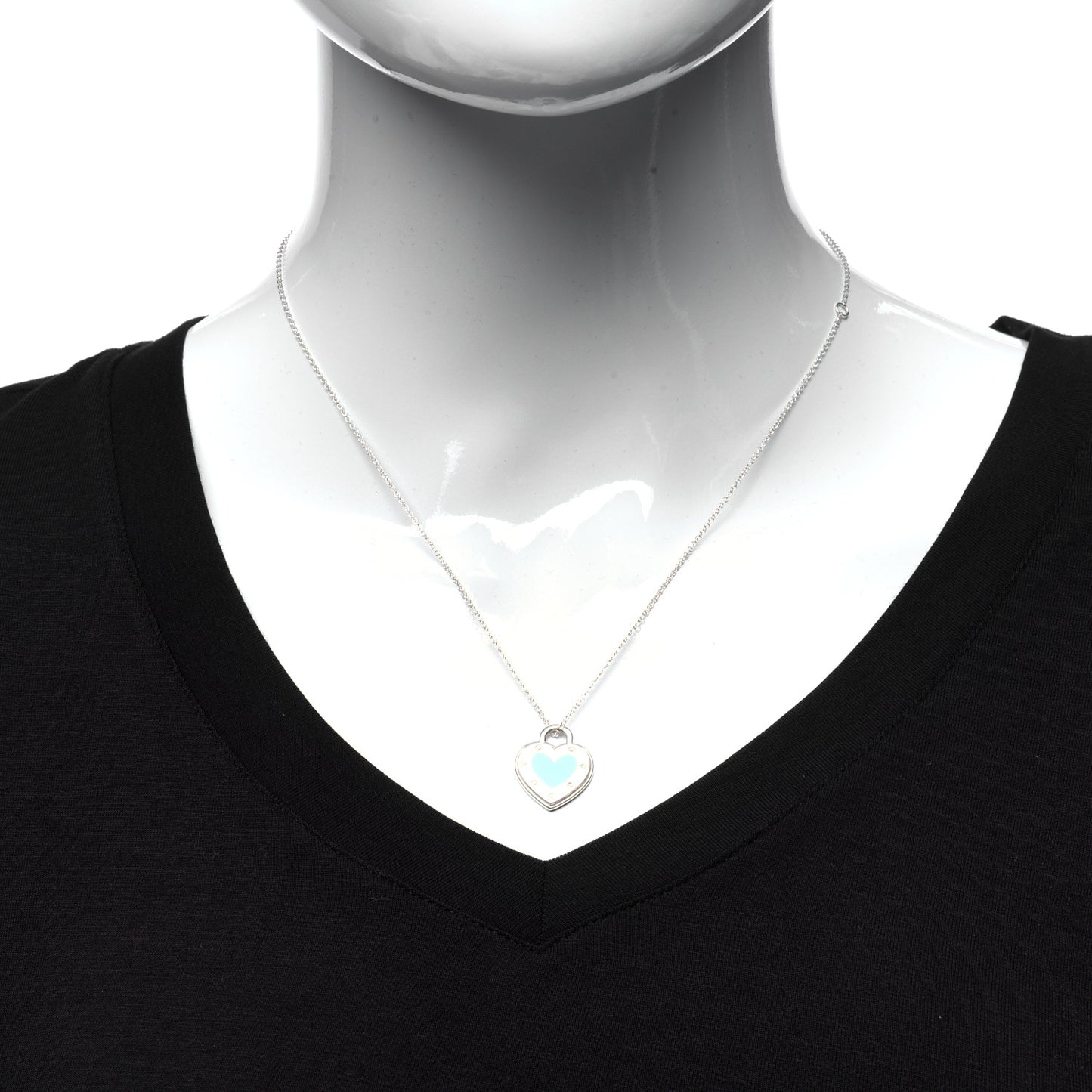 Sterling Silver Enamel Return to Tiffany Love Heart Necklace Blue
