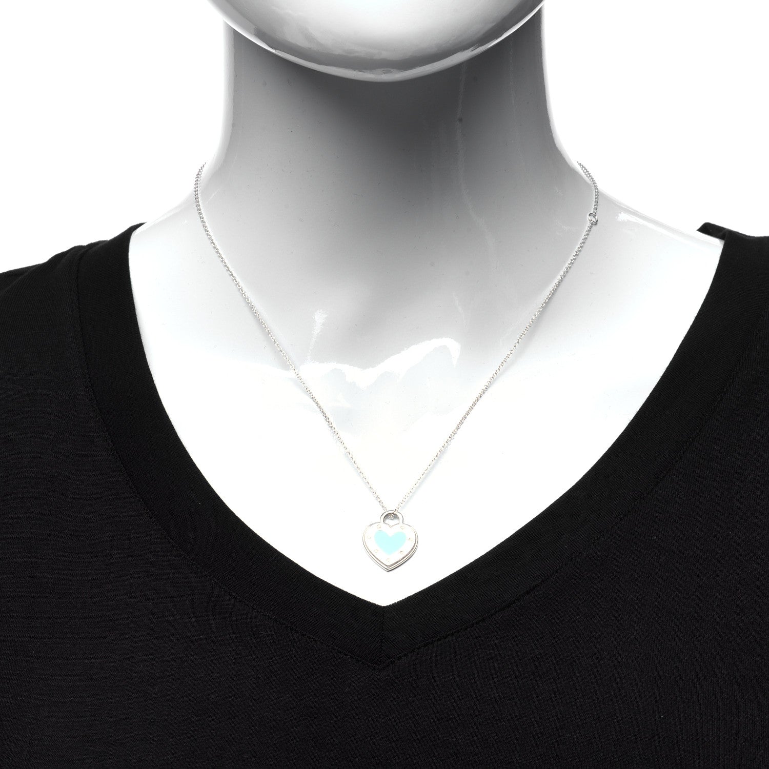 Tiffany Sterling Silver Enamel Return to Tiffany Love Heart Necklace Blue 2 of 7