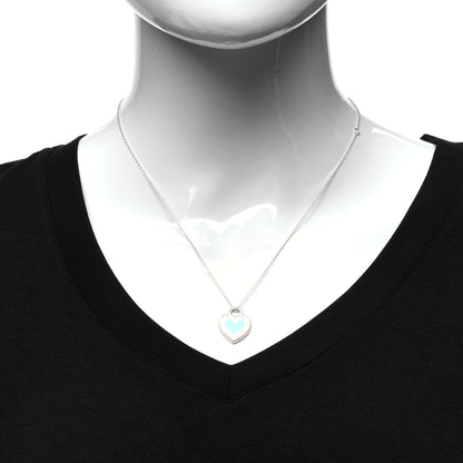 Tiffany Sterling Silver Enamel Return to Tiffany Love Heart Necklace Blue 2 of 7