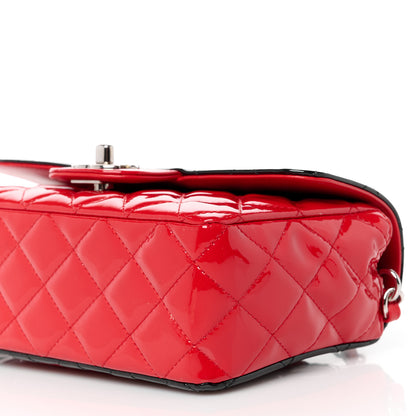 Chanel Patent Calfskin Quilted Bi-Color Mini Rectangular Flap Red Black 11 of 11