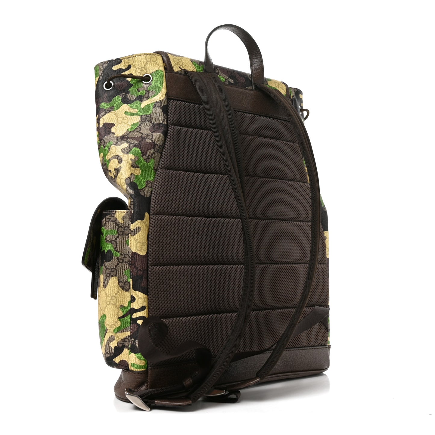 GG Supreme Monogram Camouflage Large Backpack Green Multicolor