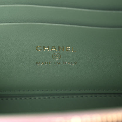 Chanel Lambskin Quilted Small Top Handle Vanity Case With Chain  Lilac Light Green 6 of 10