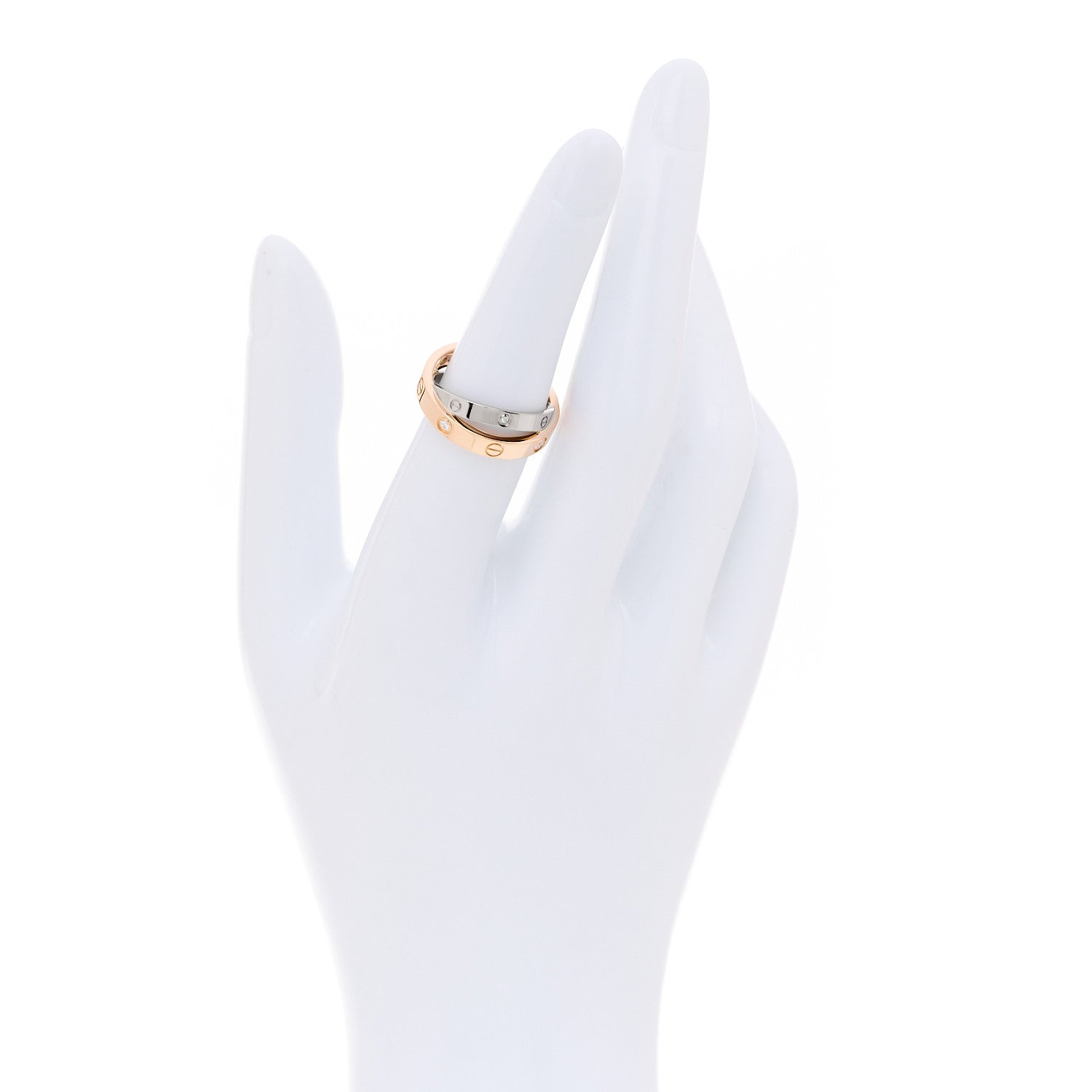 Cartier 18K Pink White Gold 6 Diamond LOVE Ring 51 5.75 2 of 6