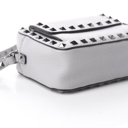 Valentino Garavani Grained Calfskin Small Rockstud Flap Pocket Camera Crossbody Bag Pastel Grey 5 of 8