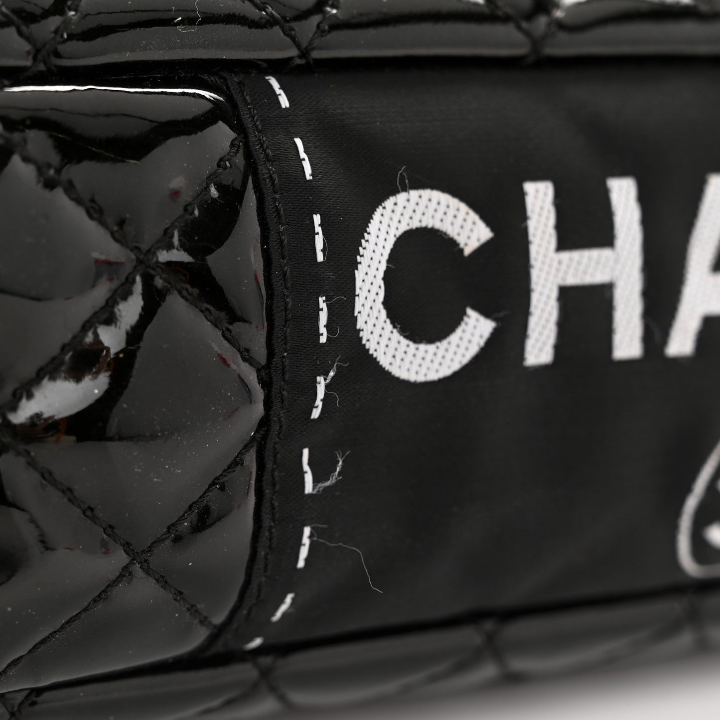 Patent Quilted Secret Label Medium Flap Black