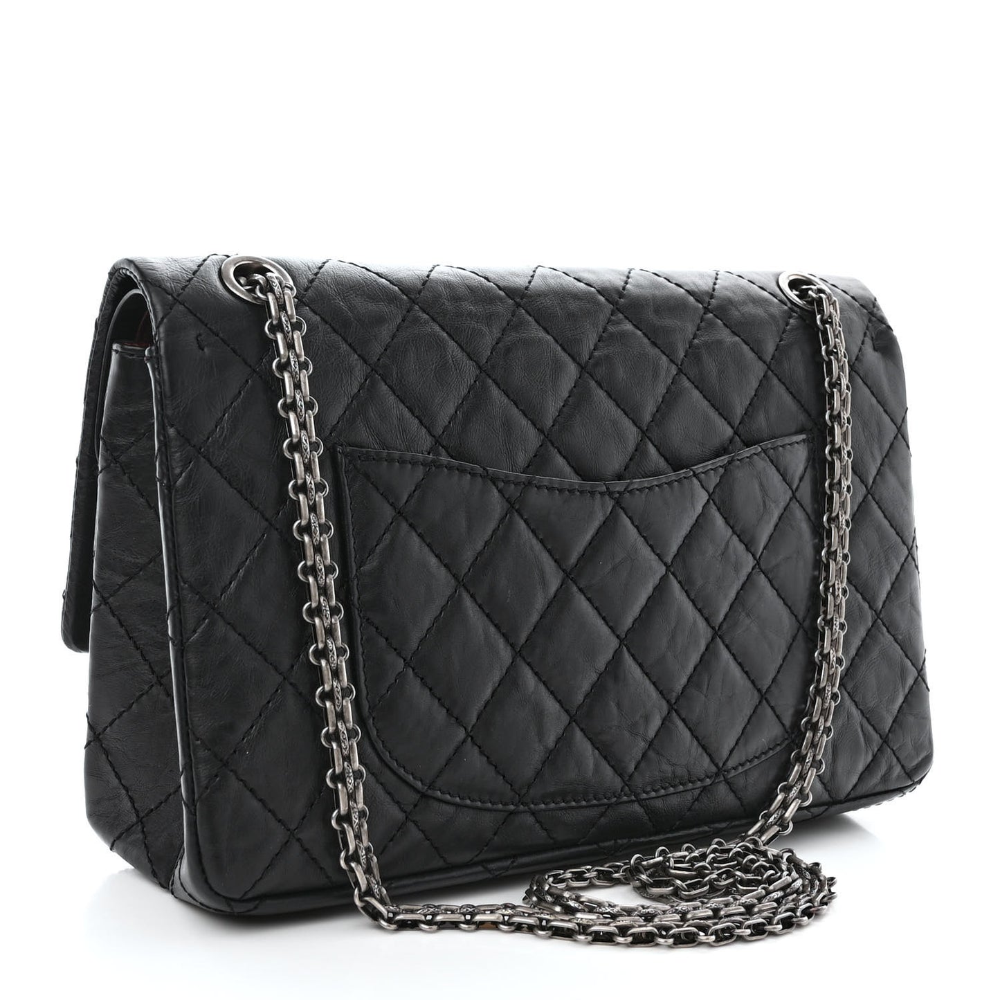 Aged Calfskin Quilted 2.55 Reissue 226 Flap Black