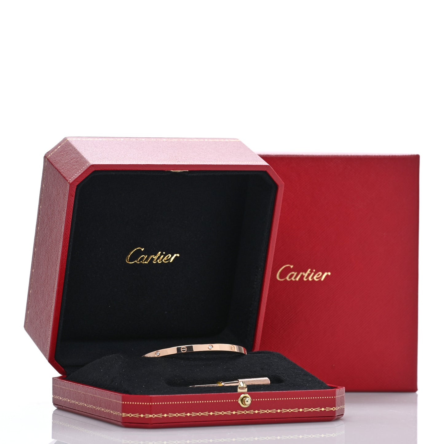 18K Pink Gold 6 Diamond Small LOVE Bracelet 16