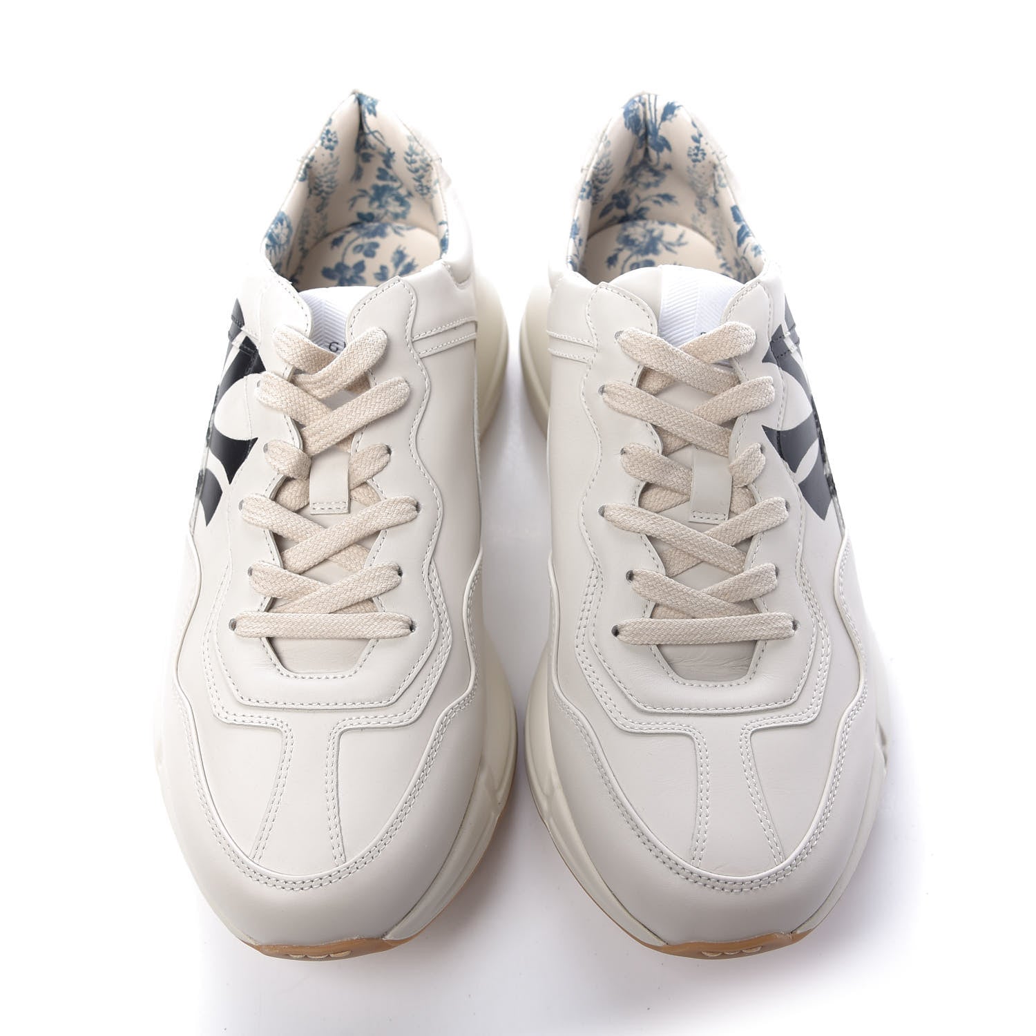 Gucci X MLB Calfskin NY Yankees Mens Rhyton Sneakers 8.5 Mystic White 5 of 11